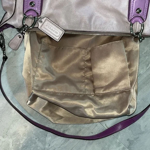 Coach  Kristin satchel  shoulder/Crossbody bag  color block Pearl Violet/ purple - Picture 13 of 17